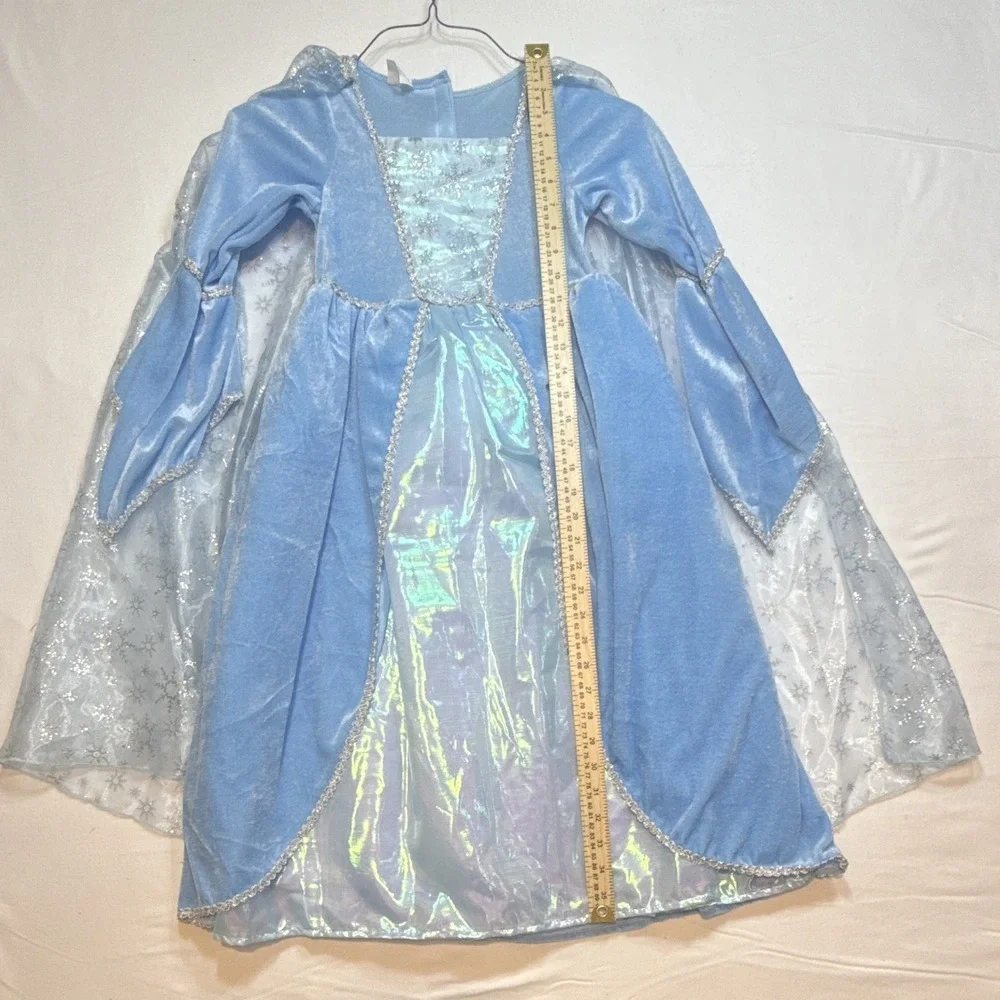 Girls Princess Costume Dress w/ removable Cape Size 6/8Y Blue/Silver medieval